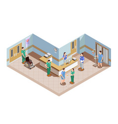 Hospital Lobby Isometric Composition