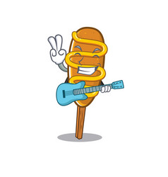 A Picture Corn Dog Playing Guitar