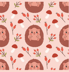 Fall Pattern With Hedgehog Seamless Woodland