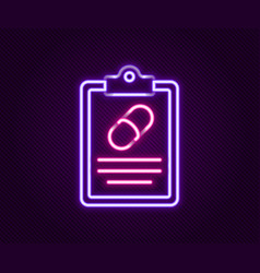 Glowing Neon Line Medical Prescription Icon