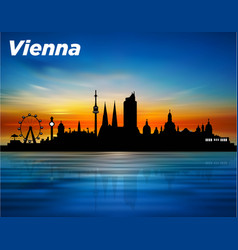 Silhouette Of Vienna City On The Sunset