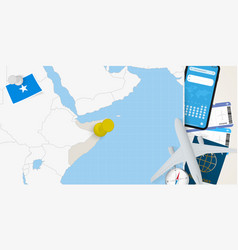 Travel To Somalia Concept Map With Pin On Map Of