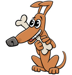 Cartoon Dog Animal Character Biting A Bone