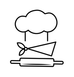 Icon Chef Hat Rocking Dough Isolated On White Back