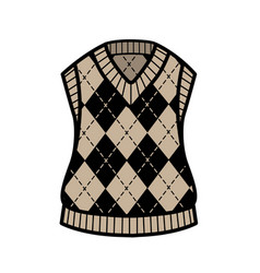 Knitted Vest With Ornament Rhombuses For Girls