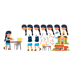 Asian Girl Primary School Child Animation