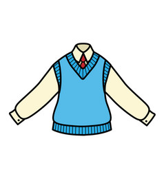 Knitted Vest Worn On A Shirt And Tie Part