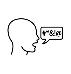 Man With Swear Speech Bubble Icon In Outline Style