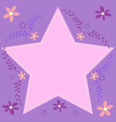 Star Frame With Leaves And Flowers Around