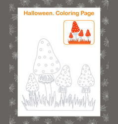 Mushrooms Simple Cartoon Coloring Page With Sample