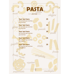 Pasta Menu Design Template Italian Cuisine Food