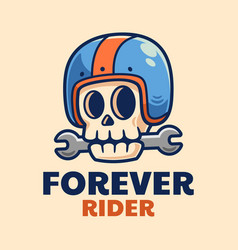 Skull Helmet Wrench Cartoon Logo Design