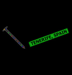 Distress Tenerife Spain Stamp With Net Steel Nail