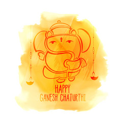 Happy Ganesh Chaturthi Festival Watercolor