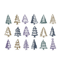 Christmas Tree Set Hand Drawn