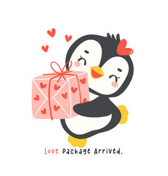 Cute Penguin Valentine Delivery Love Gift Box