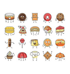 Dessert Character Food Cake Icons Set