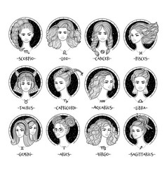 Set Of Zodiac Signs Girls