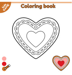 Coloring Page With Christmas Gingerbread Heart