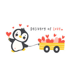 Cute Penguin Valentine Delivery Love Hearts