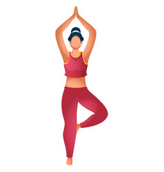 Faceless Young Girl Character In Vrikshasana