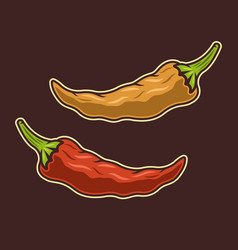 Set Of Two Colored Style Of Chili