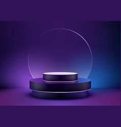 Abstract 3d Podium With Purple And Blue Neon