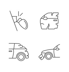 Auto Body Damage Linear Icons Set