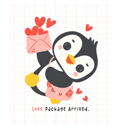 Cute Penguin Valentine Delivery Love Mail Cartoon