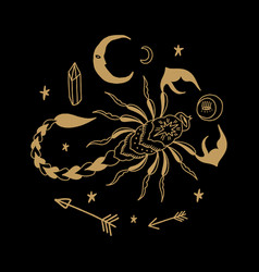 Gold And Black Scorpion Moon Scorpio Zodiac Sign