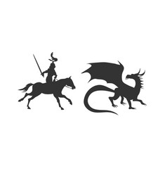 Knight And Dragon Fight Silhouette Medieval