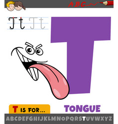 Letter T From Alphabet With Cartoon Of Tongue