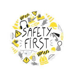 Safety First Handwritten Phrase Clipart With Ppe