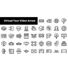 Set Of Outline Virtual Tour Video Arrow Icons