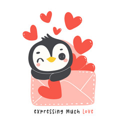 Cute Penguin Valentine Delivery Love Mail Cartoon