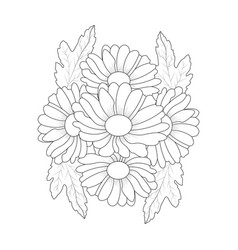 Daisy Flower Coloring Page For Adults Line Art