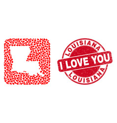 Love Scratched Stamp Seal And Louisiana State Map