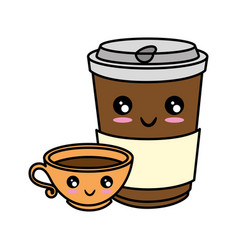 Coffee to go kawaii cute cartoon Royalty Free Vector Image