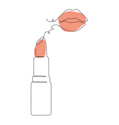 Lipstick And Imprint One Line Design