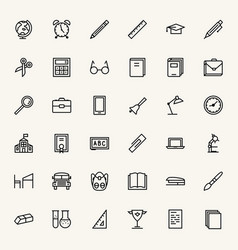 Set Of School And Education Black Line Icons