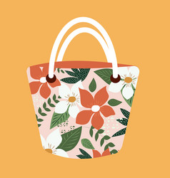 Beach Bag With Bright Large Flowers Summer