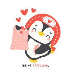 Cute Penguin Valentine With Love Mail Cartoon