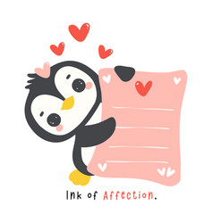 Cute Penguin Valentine With Love Mail Cartoon