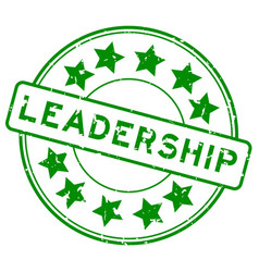 Grunge Green Leadership Word With Star Icon Round