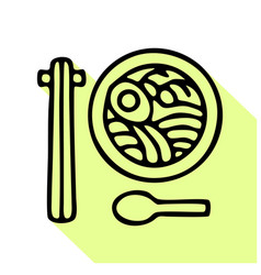 Peranakan Cuisine Flat Line Icon Thin Sign