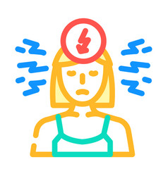 Woman Stress Headache Color Icon