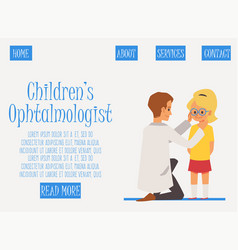 Children Ophthalmologist Web Banner With Little