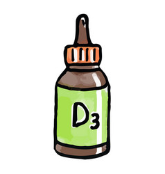 Hand-drawn Watercolor Of Bottle Vitamin D Baby