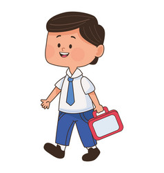 Little Student Boy With Lunch Box