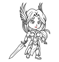 Valkyrie Chibi Mascot Logo Design Line Art